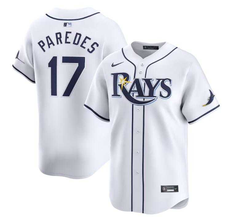 Mens Tampa Bay Rays #17 Isaac Paredes White Home Limited Stitched Baseball Jersey Dzhi